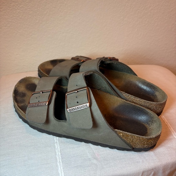 Birkenstock Arizona Stone Leather Sandals - Picture 4 of 8